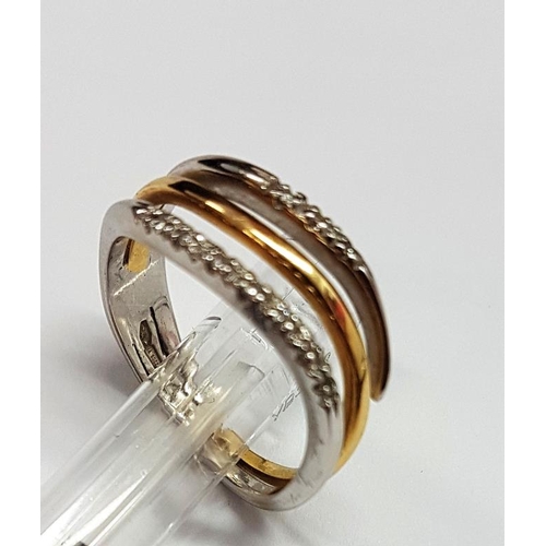 326 - Yellow and White Gold Tri-Band Ring