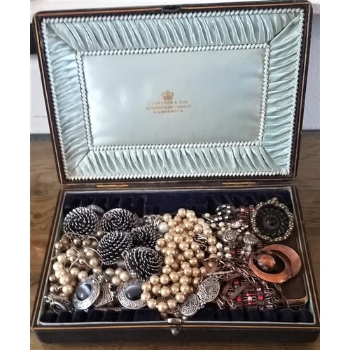334 - Antique Satin lined Cameron & Son presentation box and contents.