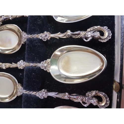 358 - Set of Six Very Ornate Silver Gilt Teaspoons topped with Cherubs, Hallmarked London c.1897 by Willia... 