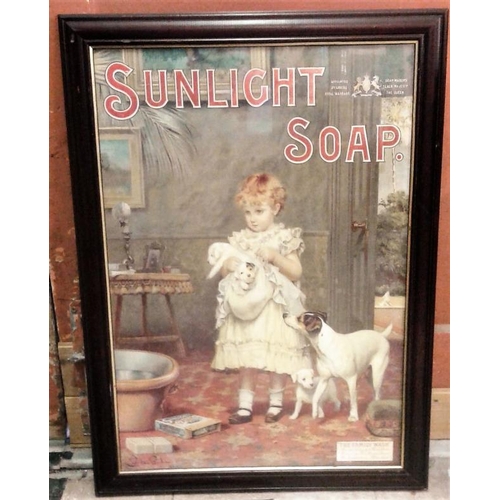 205A - Sunlight Soap Framed Advertising Sign, c.19.5 x 26in