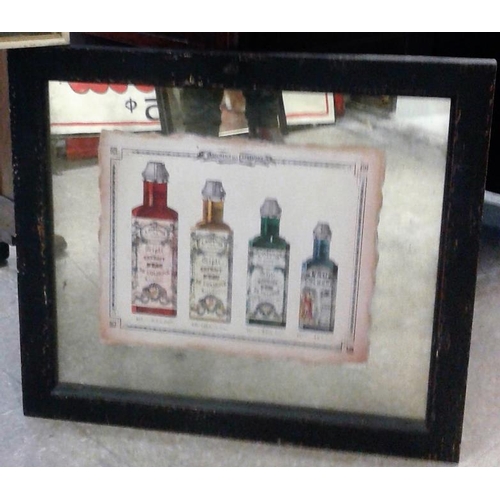 207A - Four Bottles on Advertising Mirror, c.29 x 25in