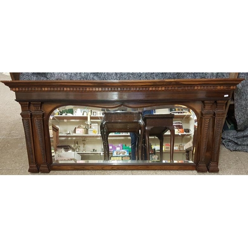 391 - Very Fine Quality Edwardian Rosewood Overmantle Mirror, c.54in wide, 27in tall