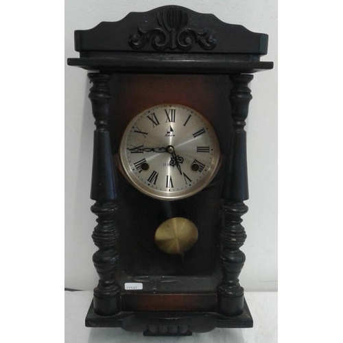 434 - Mahogany Case Wall Clock - 10 x 19ins