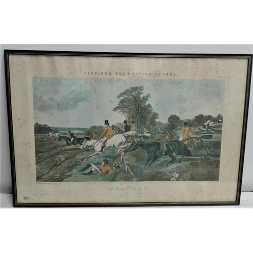 436 - Two Framed Herring Fox Hunting Scene Prints - each Overall c. 30 x 20ins