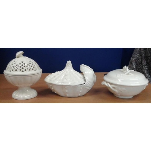 445 - Three Creamware Lidded Bowls
