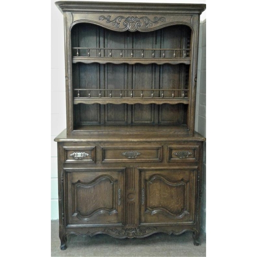 450 - Traditional 19th Century Style Oak Kitchen Dresser with three open shelves on a base with three draw... 