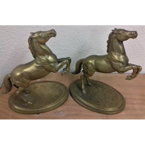 466 - Two Brass Horse Statues
