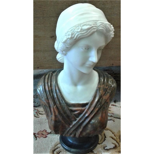 480 - Carved Marble Bust of a Lady - c. 24ins tall