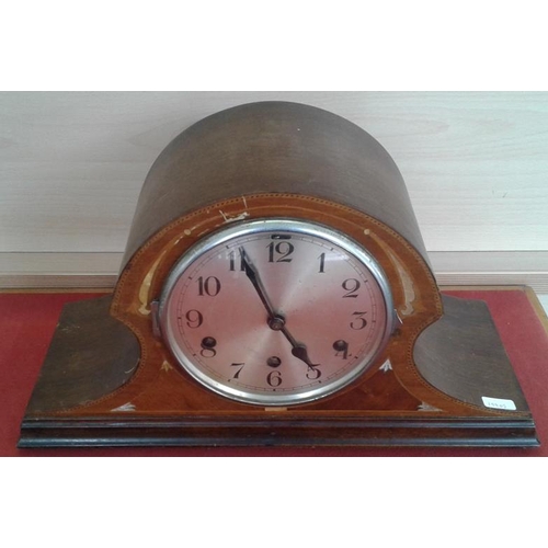 482 - Oak Case Mantle Clock, c.9in tall