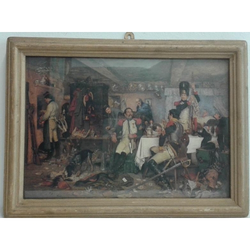 494 - French Battle Scene in a frame - c. 15 x 11ins