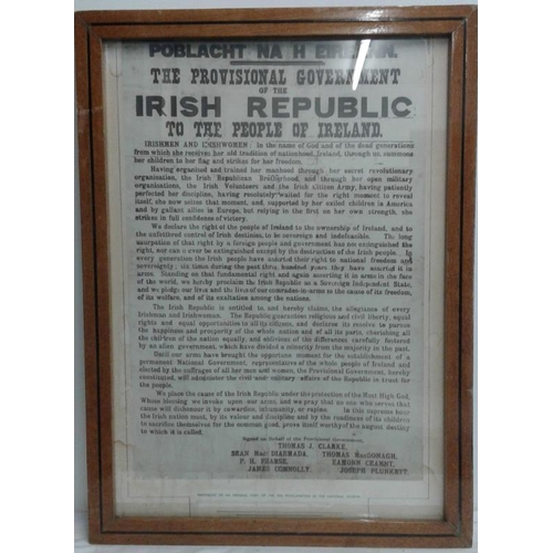 495 - Framed Irish Proclamation, 1960's (photostat of an original copy of the 1916 Proclamation in the Nat... 