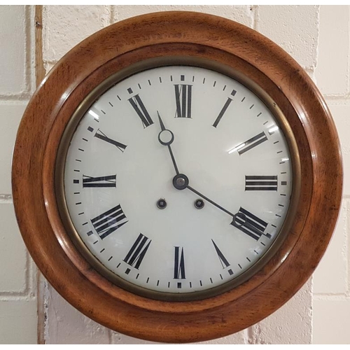 505 - Victorian Oak Case Wall Clock with Fusee Movement, overall c. 18ins diameter (glass dial)
