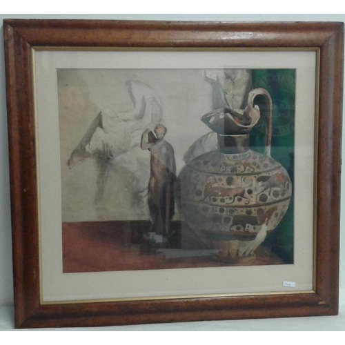 569 - Unsigned Watercolour - Still Life - Urn - after William Orpen - Overall c. 25.5 x 23ins