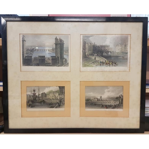 570 - Framed Collection of Four Limerick Interest Prints - The Shannon, Old Batt's Bridge, Custom house an... 