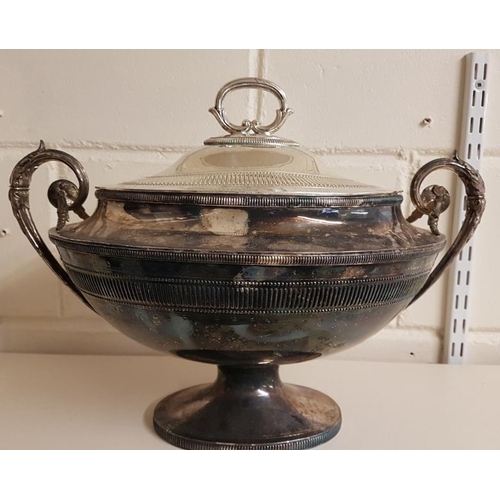 574 - Large Silver Plated and Lidded Tureen, c. 12ins tall