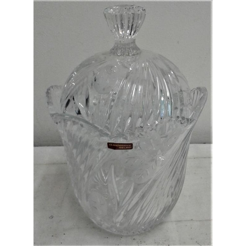 579 - Clarinbridge Crystal Jar with Lid (boxed), c.10in tall