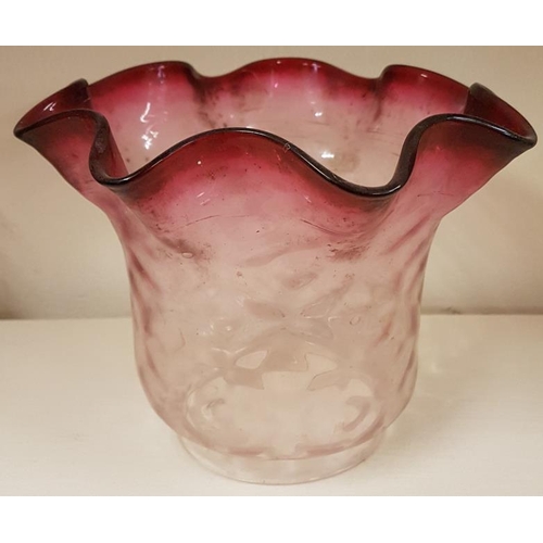 594 - Original Victorian Cranberry/Ruby Glass Oil Lamp Shade c. 6.5ins tall