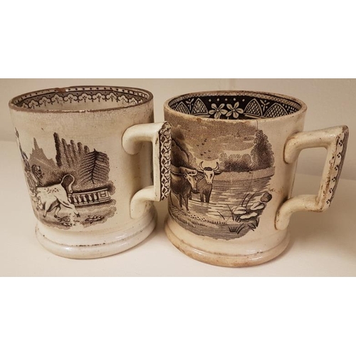609 - Victorian Brown Transfer 'Cow' Mug and 1 Other