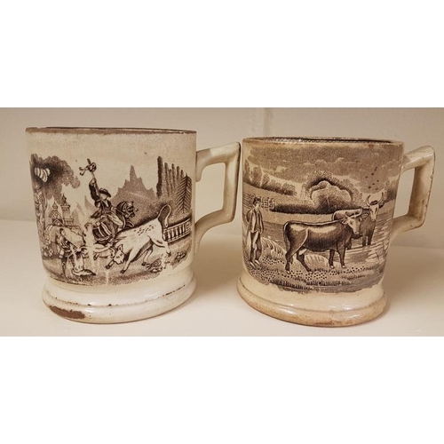609 - Victorian Brown Transfer 'Cow' Mug and 1 Other