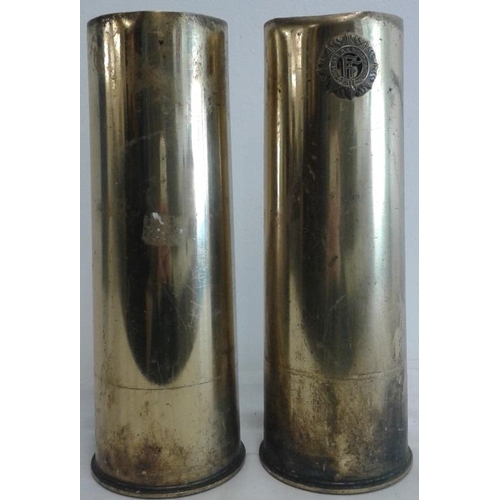 634 - Two Irish Army Brass Artillery Shell Casings, c.11.5in tall