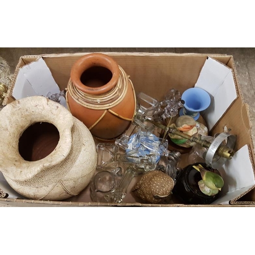 641 - Box of Various Ceramics and a centre light fitting