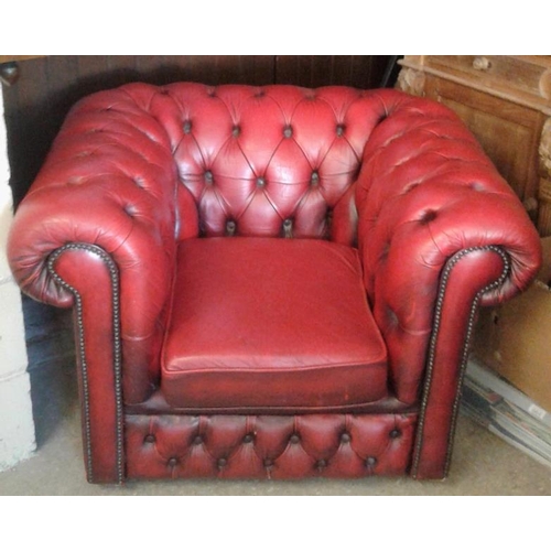 650 - Red Chesterfield Armchair