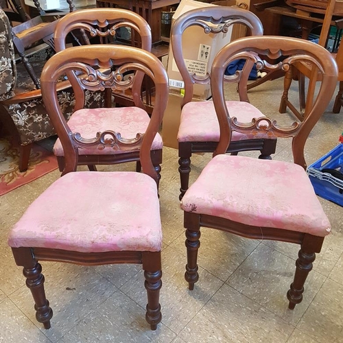 660 - Set of Four Victorian Mahogany Balloon Back Dining Chairs