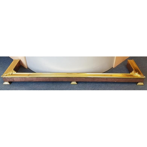 678 - Edwardian/Art Nouveau Polished Brass and Copper Fire Kerb, c.60in x 15in