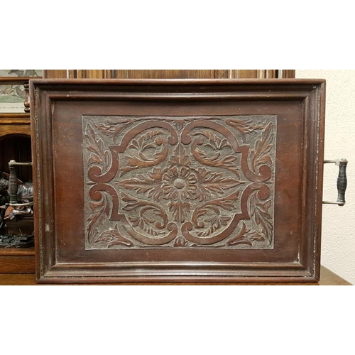683 - Carved Edwardian Mahogany Serving Tray, c. 23.5 x 14.5in