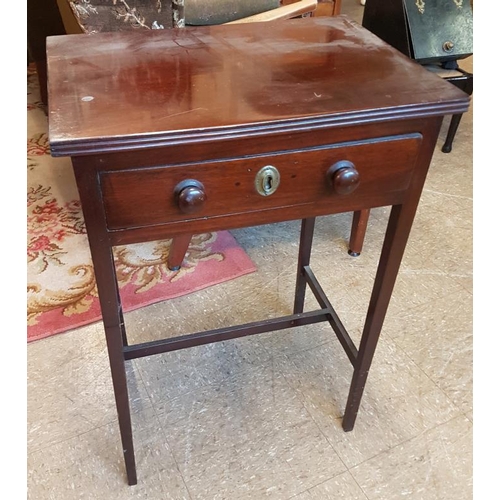 695 - Georgian Mahogany Single Drawer Side Table, c.20in wide, 29in tall