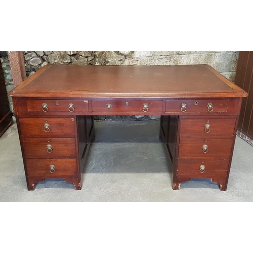 701 - Mahogany Twin Pedestal Writing Desk, c.5ft wide, 3ft deep and 30in tall