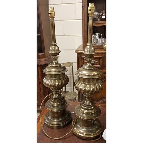 710 - Pair of Brass Table Lamps, c.27in tall
