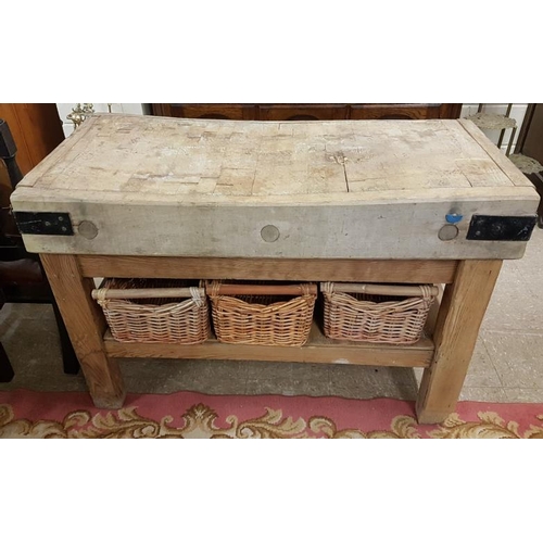 715 - Butchers Block and Baskets, c.4ft x 33in tall