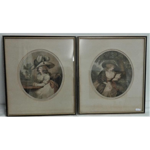 717 - Two George Morland Prints in Blue/Gold Frames - c. 13 x 15