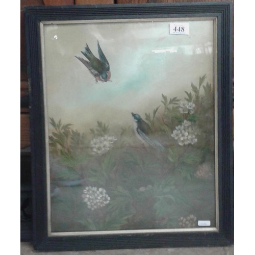 448 - Painting of 2 Swallows - Overall c. 16 x 20ins