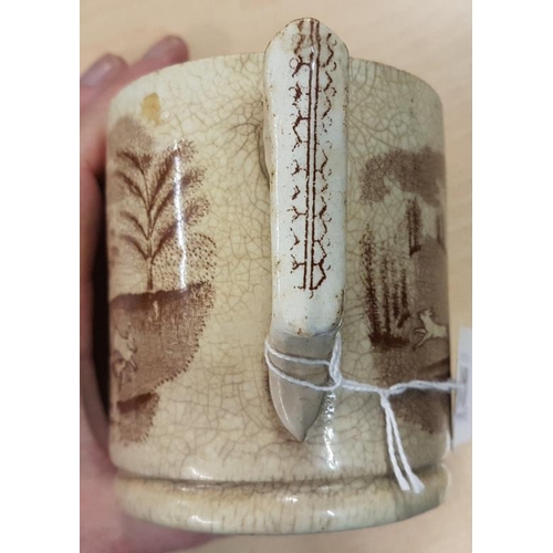608 - 2nd Period Belleek 'Hunting' Mug with Scenes of Hare Coursing