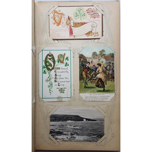 12 - Victorian Post Card Album containing 80 old Irish cards