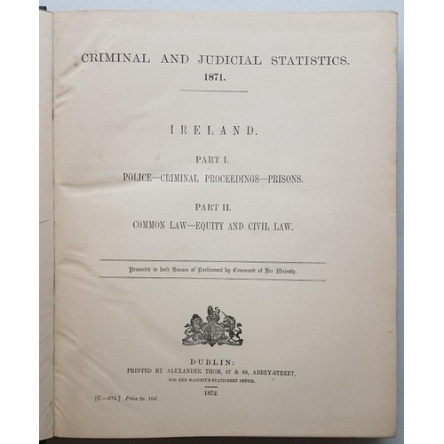 89 - 'Criminal & Judicial Statistics - Ireland' 1872. Folio