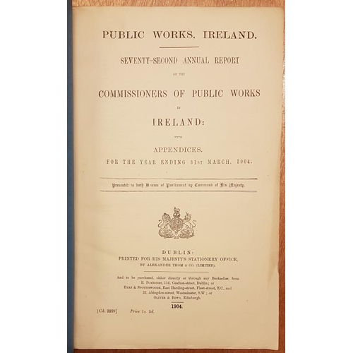 118 - Report of Public Works in Ireland with Appendices 1903-04. large format wrappers. Plans of Boyle Abb... 