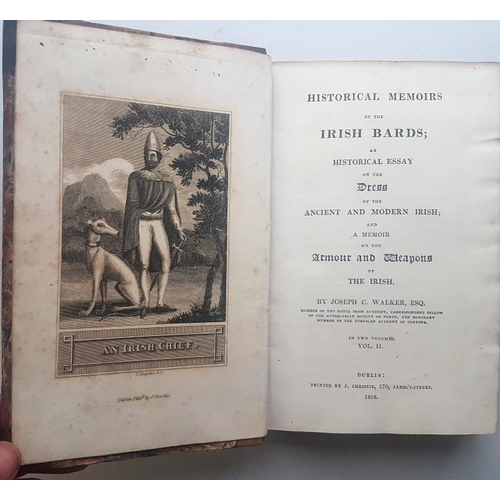 582 - J. C. Walker 'Historical Memoirs of the Irish Bards' 1818. Volume 2. Illustrated. Original half calf... 