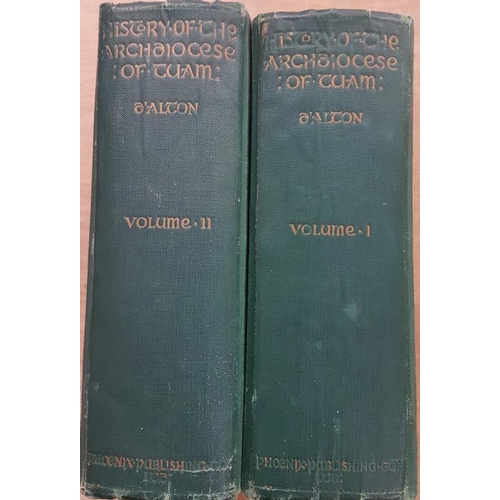 605 - History Of The Archdiocese Of Tuam by Monsignor D'Alton 1928 in embossed green green cloth (2 vol se... 