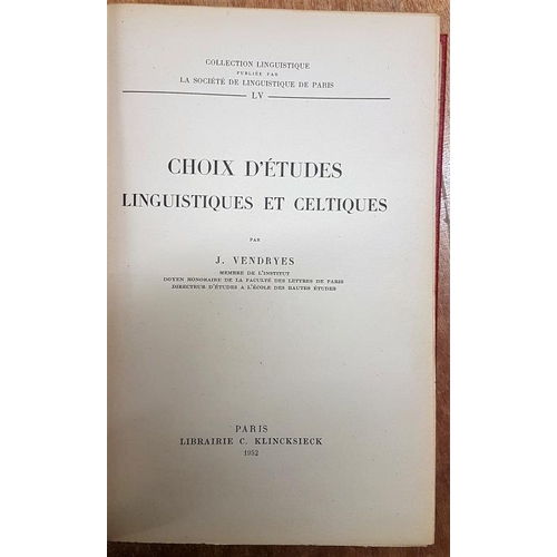 606 - Choix D'Etudes Linguistiques Et Celtiques by J Vendreryes, Paris 19532