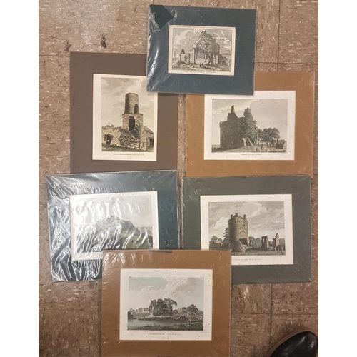 443a - Collection of Six Unframed Irish Scene Prints - Castledermot, Maryborough, Glendalough, Moret Castle... 