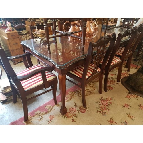 63 - Table (c. 76 x 39ins) and Eight Chairs