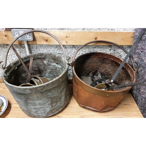 88 - Two Large Copper Pots with Various Saucepans etc.