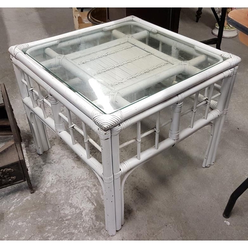 100 - Painted Bamboo and Glass Coffee Table, c.2ft x 2ft