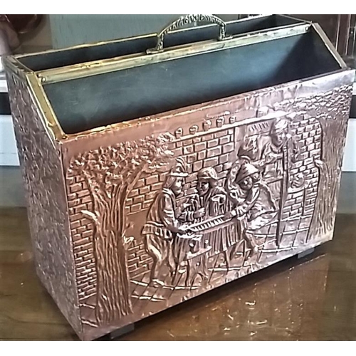 631 - Old Copper Magazine Rack with Tavern scene 15