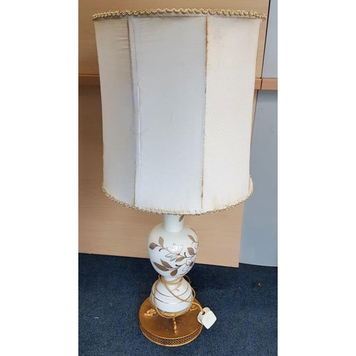 644 - Elegant French Gilt Metal and Painted White Glass Column, c.34in