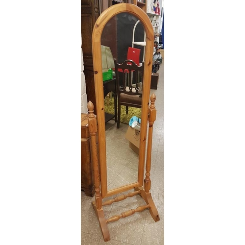 648 - Pine Frame Cheval Mirror, c.18.5 x 5ft