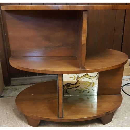 658 - Art Deco Walnut Occasional 2 Tier/Mirror Table - 27 x 24.5ins